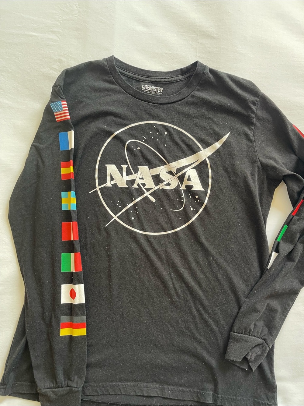 Chemistry Black Graphic Label Tee with White Print